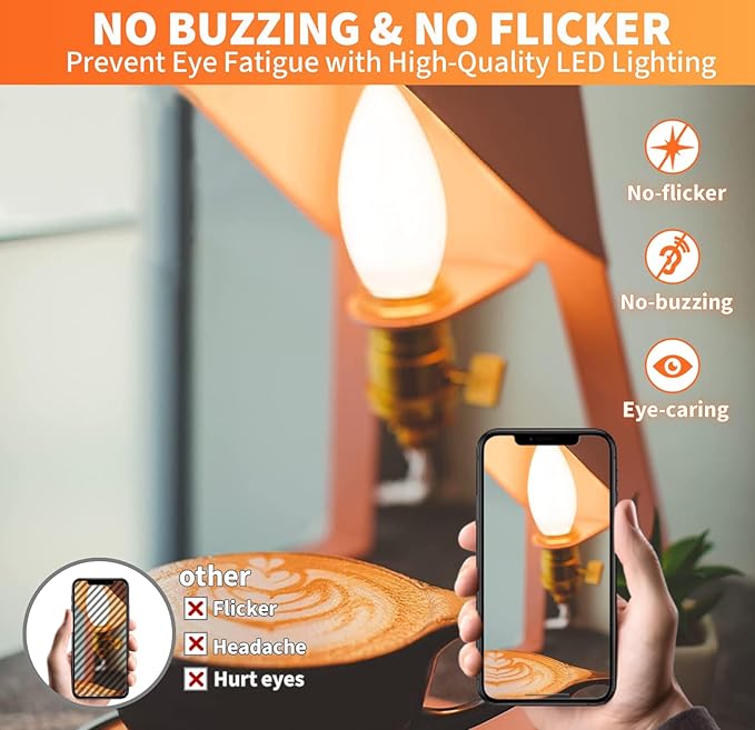 ALAMPEVER Dimmable 6-Pack B11 Candelabra LED Light Bulb, 60W LED Chandelier Light Bulb, E26 Base, 5000K Daylight, 550LM