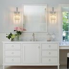 Wall Sconces, Set of 2 Chrome Crystal Vanity Lights, Modern Wall Lamp for Bathroom, Hallway, and Makeup, Easy Installation