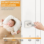 Amerdeco 1 Pack Privacy Door Handles, Brushed Satin Nickel Interior, Knurled Lever, Heavy Duty for Bedroom and Bathroom, Reversible Keyless for Right & Left Side AM0021