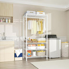 Ulif H2 Heavy-Duty Portable Closets, 4-Tier Freestanding Garment Rack Suit for Small Space and Corner, Closet Organizer System Portable Closet Wardrobe, Max Load 500 LBS, White