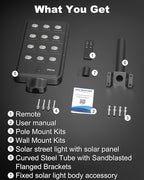 Ofuray Of-12600W Solar Street Lights Outdoor – 15W Super Bright 120LED, Lights up 2,800 sq.ft with Motion Sensor, 30Ah Power,IP67 Dusk to Dawn Security Commercial Lighting for Court,Parking Lot