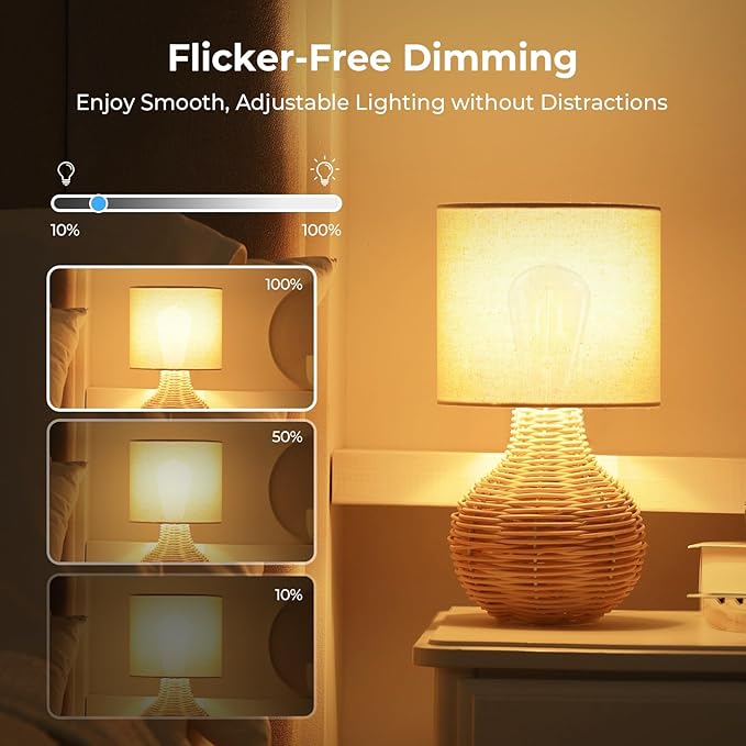 Dimmable LED Edison Bulbs, 2700K Warm White, 6W Equivalent to 60 watt E26 LED Bulb, ST58 Vintage Light Bulbs, 600LM, 90+ CRI, E26 Base, Clear Glass, 10 Pack