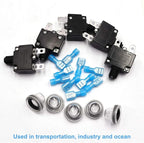 mxuteuk 5Pcs 15Amp Circuit Breakers Push Button Manual Reset 125/250V AC 32V DC,Overload Protector Switch Thermal Circuit Breakers with Quick Connect Terminals and Waterproof Button Caps ST1-5-15A