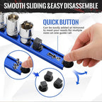 Magnetic Socket Organizer, 1-Piece Heavty Duty Aluminum Socket Holder, Socket Rail for Tool Box, Premium Quality 360° Swivel Rack with 14 Clips for 3/8-Inch(Blue)