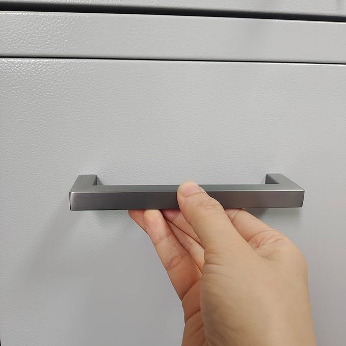 10 Pack 5 Inch (Center to Center 5in) Ancient Grey Square Cabinet Pulls Drawer Handles Cupboard Handles Modern Stainless Steel Kitchen Cabinet Handles and Pulls