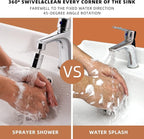 Hibbent NSF/ANSI/CAN 61 Certified Faucet Aerator, CUPC Certification 360 Degree Kitchen Sink Faucet Aerator, Dual-function Swivel Big Angle Kitchen Faucet Attachment, Faucet Replacement Part, Chrome