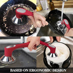 Cast Iron Cleaner Scrubber with Long Handle - Welded Fine Chain Mail Cast Iron Scrubber Brush-Chainmail Sponge Scrub Cleaning Tool to Clean Skillets, Pan,Griddle, Wok, Dutch Oven