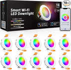 inShareplus 10 Pack 2 Inch Smart Recessed Lighting, WiFi LED Downlight 5W 120V, Dimmable RGBCW 2700-6500K Color Changing, Compatible with Alexa/Google, Ceiling Lights with LED Driver
