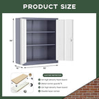 Greenvelly Metal Storage Cabinet, 36" Locking Storage Cabinet with Doors and Shelves, Lockable Storage Cabinets for Home Office, Utility Locker Cabinet, Steel Garage Cabinet with 2 Keys, White Grey