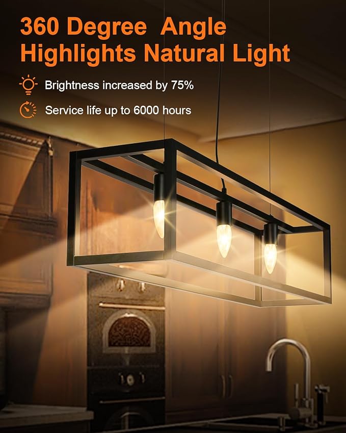 E12 Candle Light Bulbs 25W Warm White 2500K, 250Lumen - B10 Clear Candelabra Base Bulbs Dimmable Chandelier Light Bulbs for Ceiling Fan, Pendants or Outdoor (12 Pack)