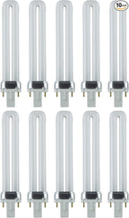 Sunlite PL9/SP30K/10PK 2-Pin Fluorescent 9W 3000K Warm White U Shaped PL CFL Twin Tube Plugin Light Bulbs with G23 Base (10 Pack)