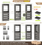 Aheaplus Closet System with 12 Drawers, 8.5-11.5Ft Wood Closet Organizer System with 4 Hang Rods & 3 Towers, 4Ft & 6Ft L-Shaped Walk-in Closets Wardrobe Organizer Clothes Rack, Set of 3, Black Oak1