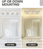 zeyu 28.5 Inch Bathroom Wall Light Over Mirror, 4-Light Vanity Lighting Fixture, Brushed Nickel Finish with Clear Glass Shade, ZSL72B-4W BN