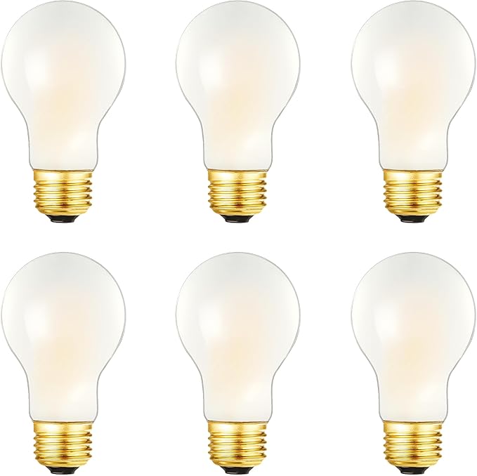 A19 Frosted Vintage LED Edison Bulbs 60W, E26 Dimmable LED Filament Light Bulbs, Warm White 2700K,6W Equivalent 60W,600LM, AC120V, A19 Frosted Light Bulbs with 90 CRI,COCODI-6Pack (Frosted-6W-2700K)