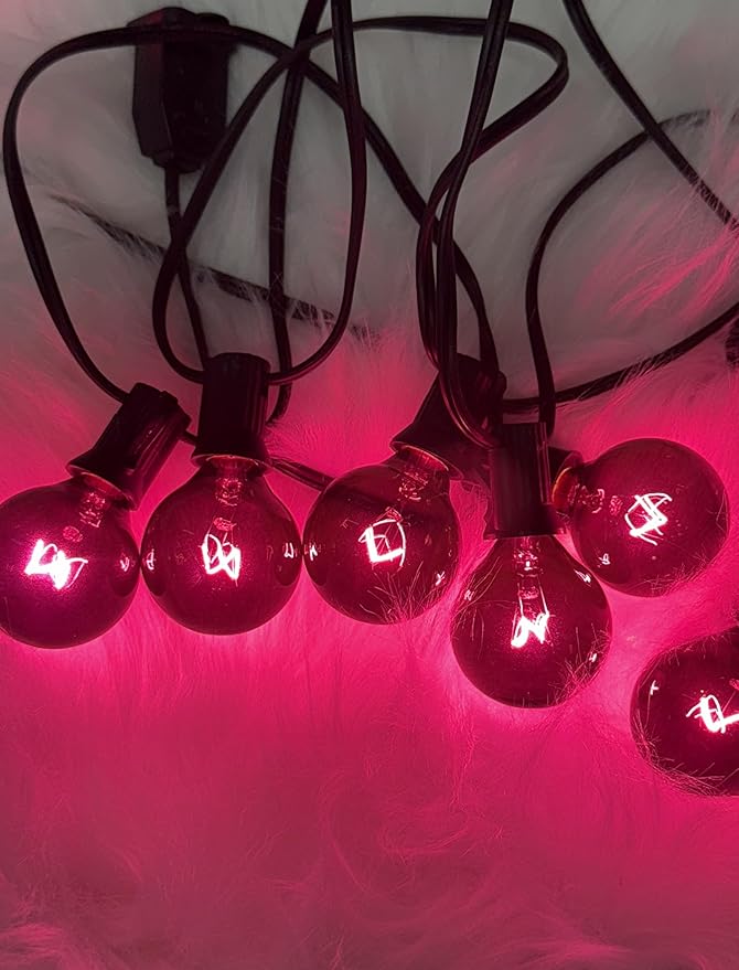 Abeja 25 Pack G40 Replacement Light Bulbs, Black Halloween Bulbs, G40 String Light Replacement Bulbs, 5W Dark Purple Bulb for Indoor Outdoor Patio String Lights, E12/C7 Base