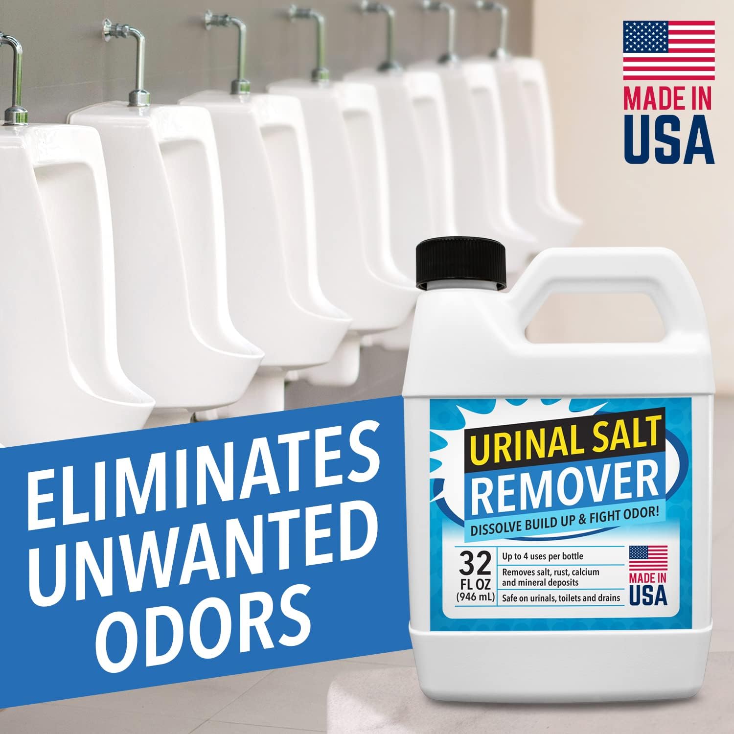 IMPRESA Odor-Eliminating Urinal Cleaner & Pipe Descaler - 32 oz Unscented - Removes Rust, Lime, Mineral & Calcium Deposits - Urine Odor Eliminator & Urinal Salt Remover