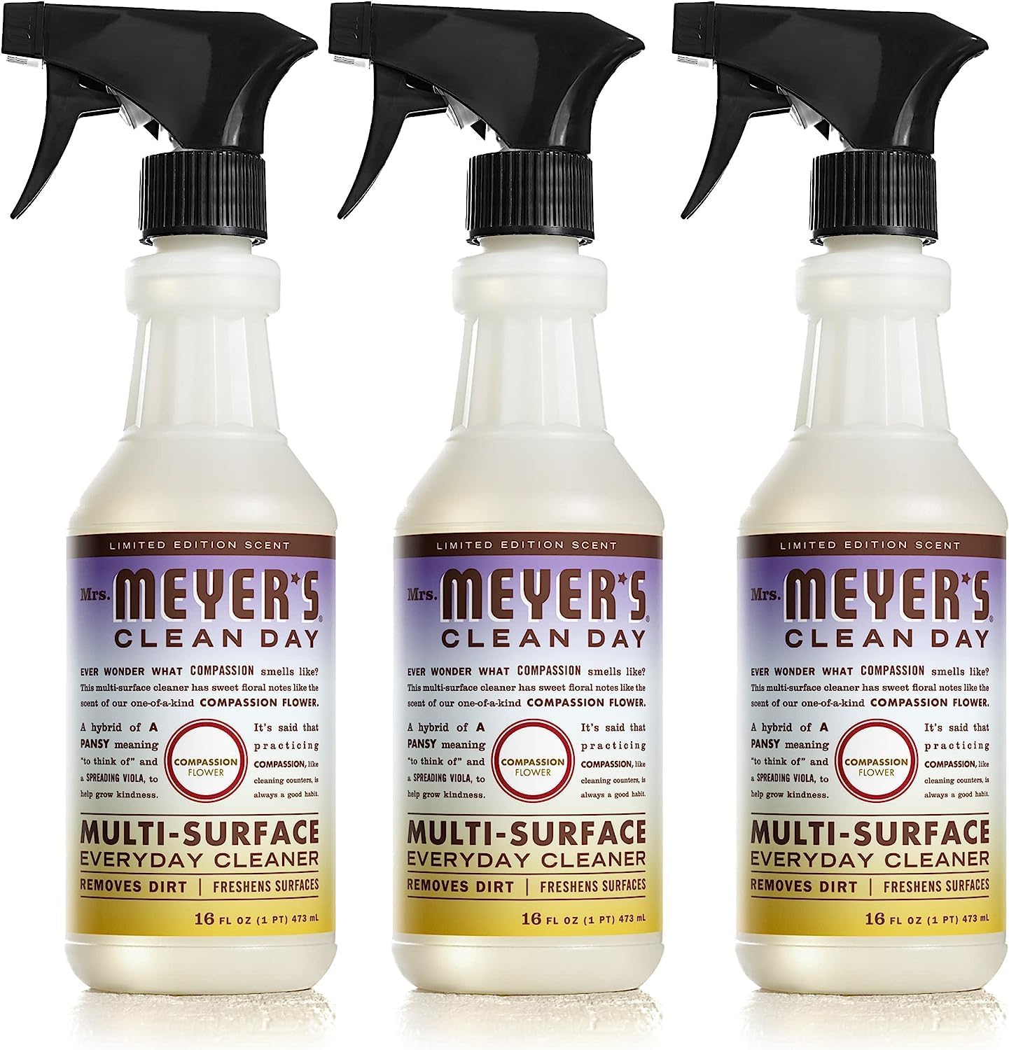 MRS. MEYER'S CLEAN DAY All-Purpose Cleaner Spray, Compassion Flower, 16 fl. oz (Pack of 3)