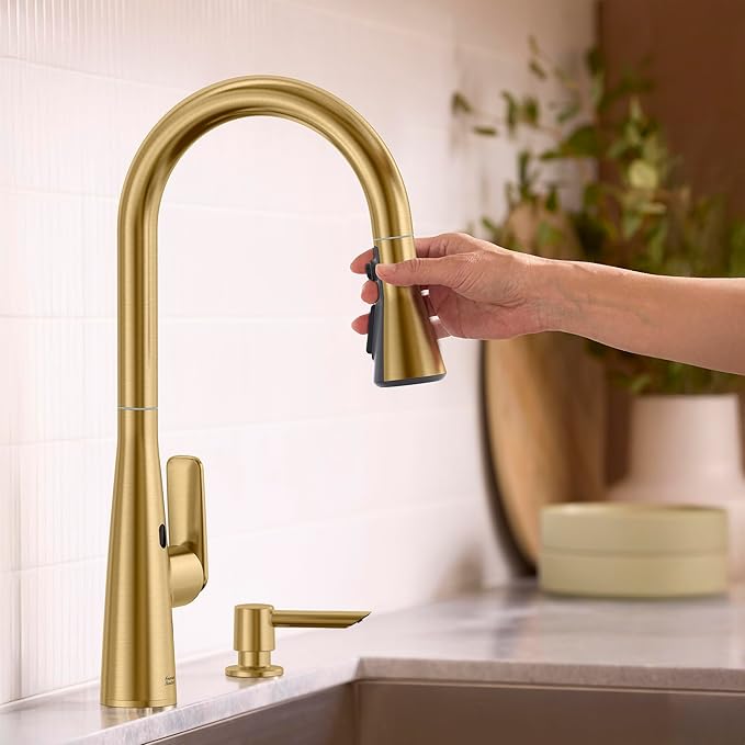 American Standard 104880GN00 Aspirations Touchless Pull-Down Kitchen Sink Faucet, 1.8 GPM, Brushed Gold