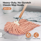 Matthew Cleaning Screw-on Heavy Duty Cotton Wet Mop Replacement Heads(Orange, Medium,6 Pack) with 2 Pack Microfiber Cloth for Residential & Commercial Floor Cleaning Use- Fit Standard American Screw