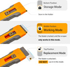 Razor Blade Scraper Tool with 15pcs Extra Blades, Cleaning Razor Scraper for Glass, Glass Top Stove Scraper for Oven Door, Cooktop Scraper, Glass Scraper Cleaning Paint from Glass