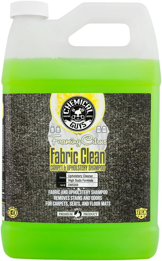 Chemical Guys CWS203 Foaming Citrus Fabric Clean Carpet & Upholstery Cleaner (Car Carpets, Seats & Floor Mats), Safe for Cars, Home, Office, & More, 128 fl oz (1 Gallon), Citrus Scent