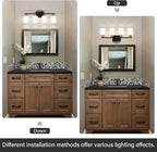 Black and Gold Bathroom Light Fixtures, 4-Light Modern Vanity Light Over Mirror, Wall Sconces with Milky White Frosted Glass Shades, E26 Socket (Bulbs Not Included)