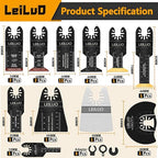 LEILUO 112 Pcs Multitool Blade Kits Cutting Sanding Grout Removal Universal Oscillating Tool Accessories with Storage Bag Compatible with DeWalt Makita Dremel and More
