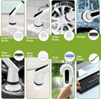 WKY-Electric Spin Scrubber - Upgraded 12-in-1 IPX7 Waterproof Shower Scrubber, Retractable Handle & 2-Speed for Toilet, Bathroom, Bathtub, Tile Floors