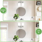 2-Light Vanity Lights, Brushed Nickel Bathroom Light Fixture with Striped Textured Milky White Glass Shade, E26 Modern Vanity Lighting Fixture for Bathroom Wall Sconce Light Over Mirror