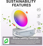 CLOUDY BAY [12 Pack] 4inch Smart WiFi LED Recessed Lighting,RGBCW Color Changing, Compatible with Alexa and Google Home Assistant, No Hub Required,10W 650LM, 2700K-6500K,CRI90+ Wet Location,12 Pack