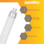 Sunlite 21-Inch F13T5/DL T5 Linear Fluorescent Lamp, 13 Watts, 750 Lumens, 6500K Daylight, Miniature G5 Bi-Pin Base, ROHS Compliant, High Performance Straight Tube, 10 Pack
