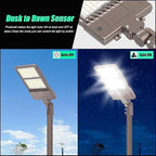 BBESTLED 400W LED Parking Lot Light Dusk to Dawn Photocell Outdoor Pole Mount 56000LM IP65 UL & DLC Commercial Light for Street Stadium Tennis Court 5000K (100-277VAC Input), LED Shoebox Lights