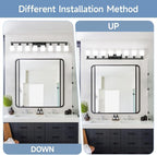 8 Light Bathroom Vanity Light,Modern Matte Black Bathroom Light Fixtures Over Mirror with Square Frosted Glass,Wall Sconces for Restroom,Living Room Hallway E26