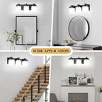 3-Light Black Bathroom Light Fixtures, Vanity Lights for Bathroom Mirror Lamp with Milky White Square Glass Shade, E26 Base Modern Wall Sconce Light Kitchen Light Fixtures Led Vanity