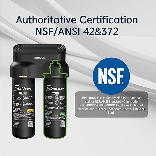 Pureal Hybrid Home PPU-1020K 2 Stage Under Sink Water Filter System, 10K Gallons, NSF/ANSI 42&372, Mineral Sediment Carbon Block KDF Polyphosphate Filter for Scale & Lead & Chlorine
