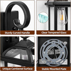 Black Exterior Light Fixtures 2-Pack, Anti-Rust Aluminum Outdoor Wall Lights for House Porch Lights IP65 Waterproof Clear Glass Outdoor Sconces Wall Mount Wall Lanterns, Matte Black