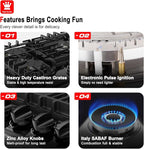 GASLAND 30 Inch Gas Cooktop Black, 5 Burner Propane Stove Top, Built-in NG/LPG Convertible Gas Cooktops, Plug-in with Thermocouple Protection, Black