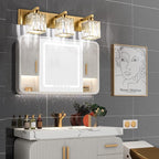 Aipsun Bathroom Vanity Light Fixtures Crystal Vanity Lighting Fixtures Brass 3 Light Bathroom Lighting (Exclude Bulb)