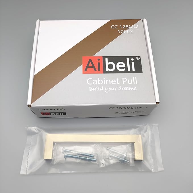 30 Pack Champagne Cabinet Pulls 5 Inch Hole Center Square Champagne Bronze Cabinet Handles Dresser Drawer Handles Stainless Steel Kitchen Handles for Cabinets Kitchen Hardware