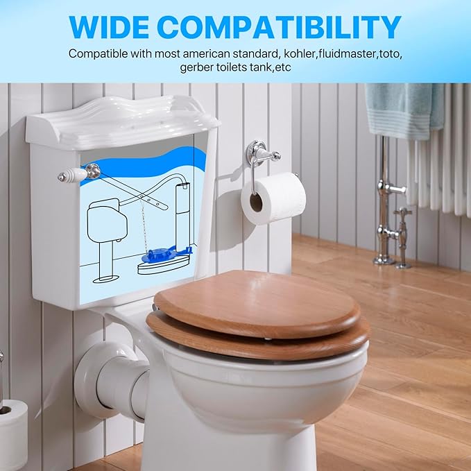 Universal Toilet Flapper Replacement Kit, 2 Inch Toilet Tank Flapper with Stainless Chains, Designed for American Standard Kohler Toto Gerber Toilet, Heavy duty Rubber Stopper Water Saving