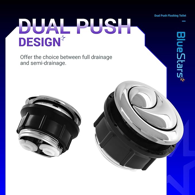 BlueStars 38mm Toilet Push Button Thread Diameter, Dual Push Flushing Toilet Water Tank Button - American Standard - Pack of 2