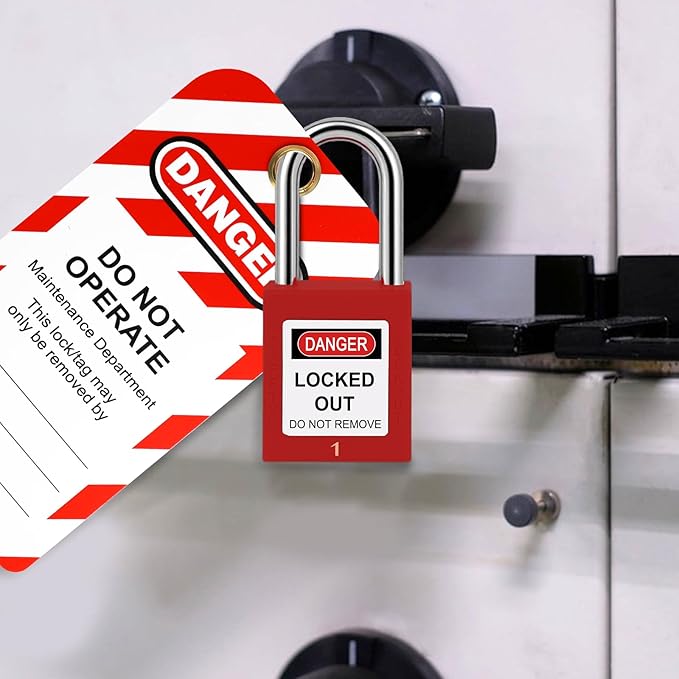 Lockout Tagout Kit Electrical Loto Group Lockout Hasps, Lockout Tags, Safety Padlocks with Number, Nylon Ties with Pocket Bag