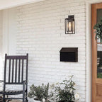 14" Outdoor Wall Light Fixtures Waterproofed Exterior Lantern W/Sturdy Rectangular Double Cage In Old Rust&Clear Tempered Glass,Sconce Mounted For House Patio,Front door,Porch,Yard, Lighting 2Pack