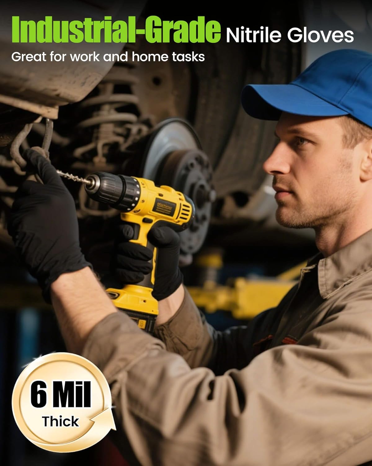 TREEGO 6 Mil Nitrile Gloves – Medical Grade Heavy Duty Disposable Gloves, Latex & Powder Free, Chemical Resistant