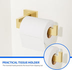 Brushed Gold 5-Pieces Bathroom Hardware Set, SUS304 Rustproof Steel 16" Rectangle Bathroom Towel Racks Accessories Set, Luxury Hotel Grade Organization Hardware Kit