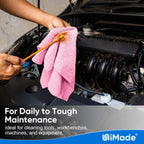 Shop Towel Rags, 10 Pack Reusable Shop Rags Bulk Microfiber Cleaning Cloth Lint Free Cleaning Towels for Car Kitchen Automotive Bar Mechanic Restaurant Garage, 11.5"x 11.5", Pink