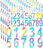 Leinuosen 260 Pcs Back to School Gifts Mailbox Numbers Stickers Adhesive Numbers for Outside Reflective Vinyl Waterproof Address Sticker for Mailbox Signs, Classroom, 1&2&3 Inch(Rainbow Silver)