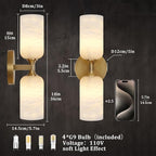 Alabaster Wall Sconces Set of Two, 14in Modern Spanish Natural Marble Bathroom Vanity Sconces, Brass Alabaster Sconce Wall Lighting, Gold Wall Light Fixtures Decor for Bedroom Living Room Staircases