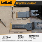 LEILUO 32 Pcs Multitool Blade Kit for Wood Nails Japanese Tooth Oscillating Saw Blades Titanium Oscillating Tool Blade with Storage Bag Compatible with DeWalt Dremel Makita and More