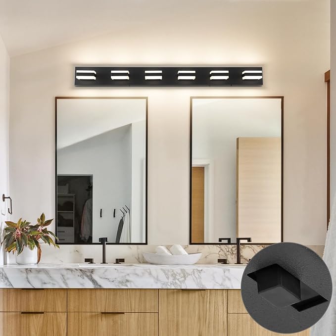 SOLFART 5 Color Temperature Adjustable Modern Vanity Light6 Lights Black Bathroom Light FixturesIndoor LED Bar Lighting 5 Color Temperature Adjustable 5CCT